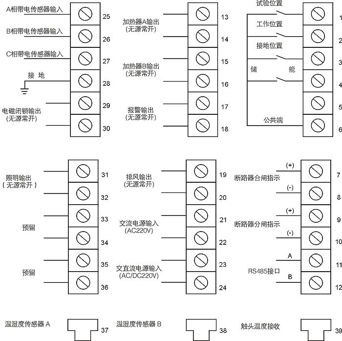 開關柜智能操控裝置的接線圖