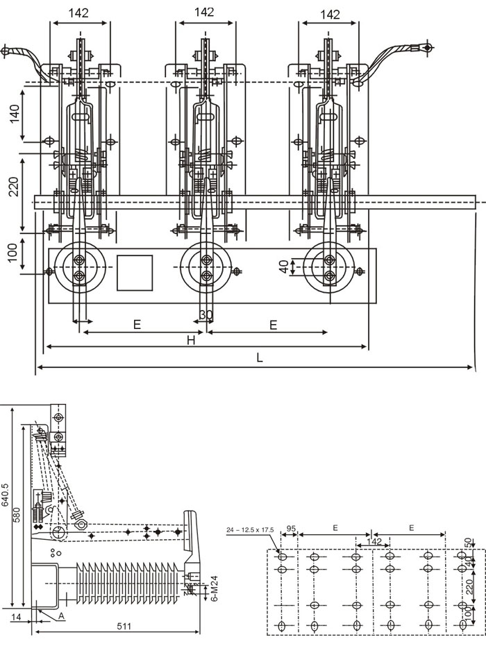 JN22-40.5戶內(nèi)高壓接地開(kāi)關(guān)的結(jié)構(gòu)圖紙