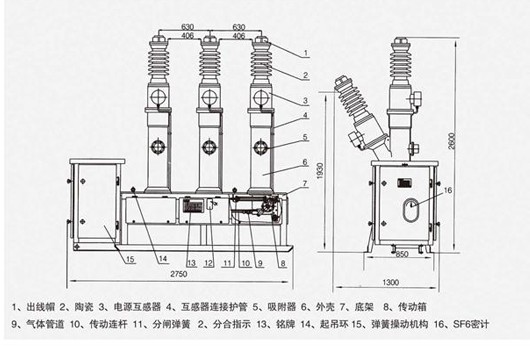 LW8-40.5/1600-25KA六氟化硫斷路器